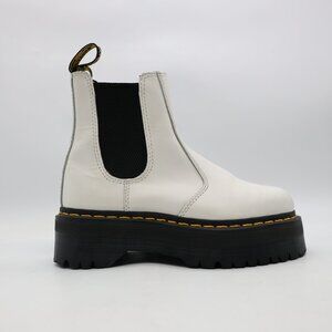 Doc Dr. Martens 2976 Quad Platform Chelsea Boots Women's 6 White Leather Pull On